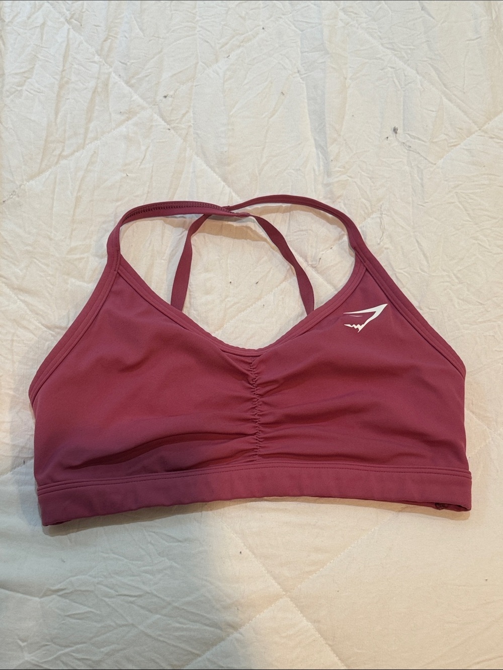 Gymshark Wine Red Double-Strap Ruched Sports Bra